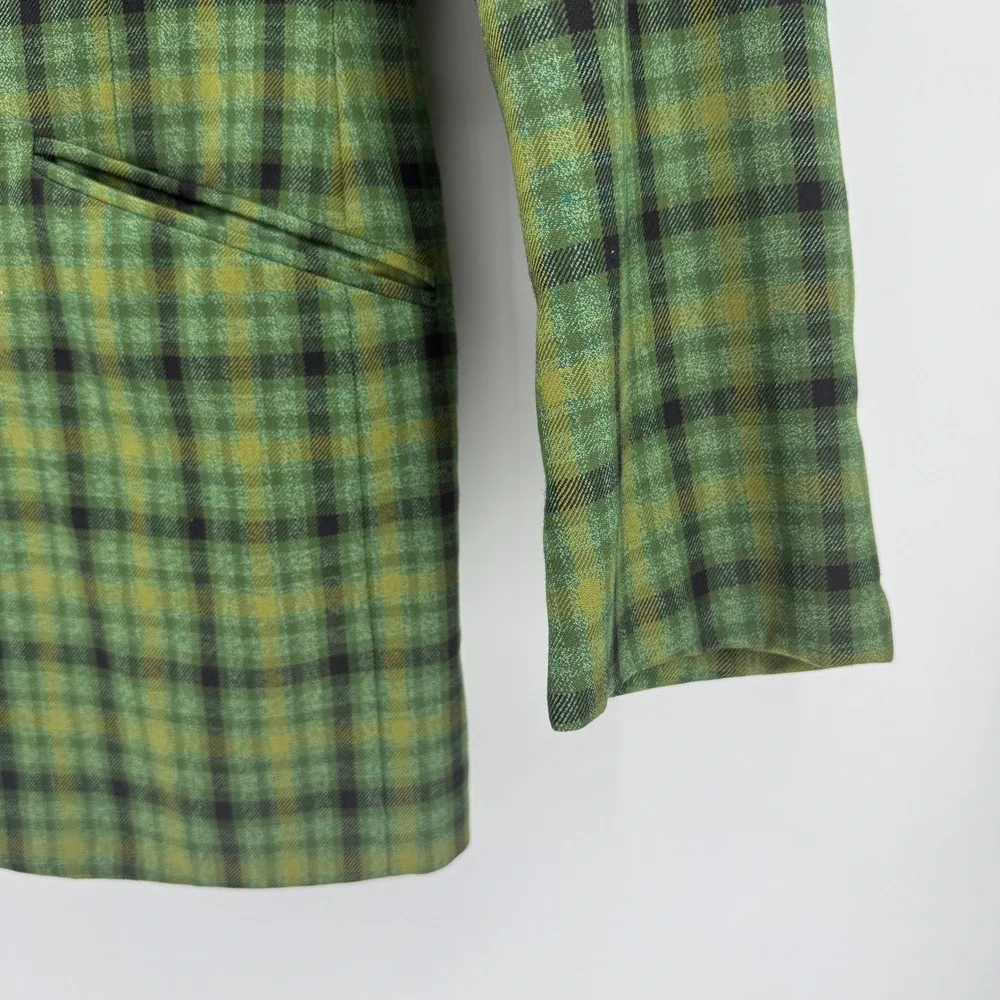 Kuppenheimer Plaid Blazer Mens Sz 40 Green Vtg Tartan Sport Coat Ticket Pocket